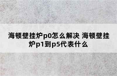 海顿壁挂炉p0怎么解决 海顿壁挂炉p1到p5代表什么